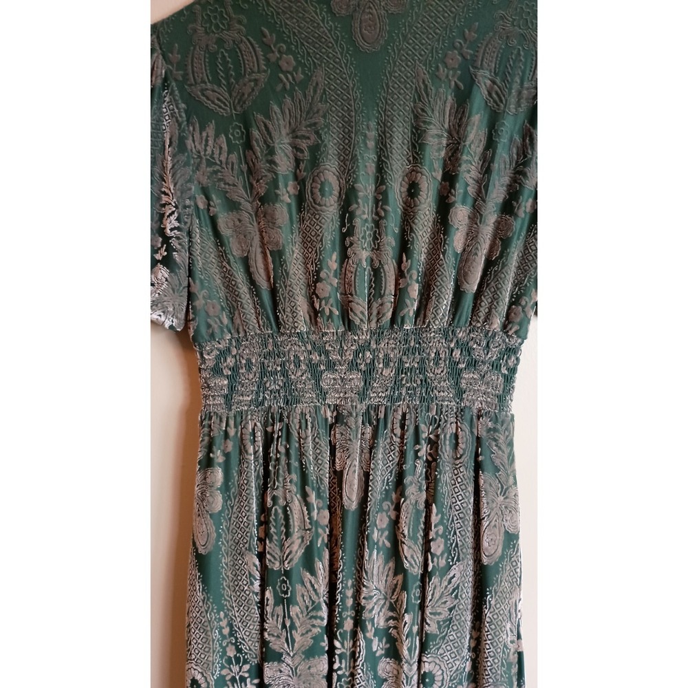 Baltic Born Leslie Velvet Maxi Dress Sage Silver Burnout Size M - Picture 7 of 12